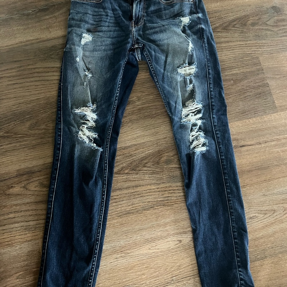 Distressed Blue Jeans